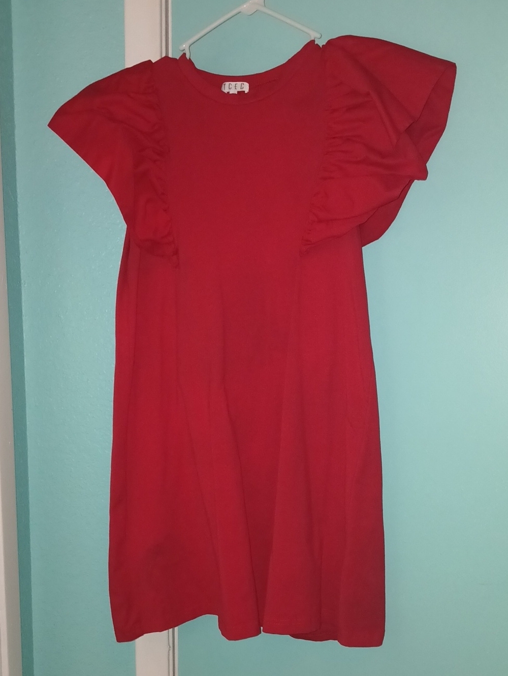 TCEC Red Ruffle Sleeve Dress